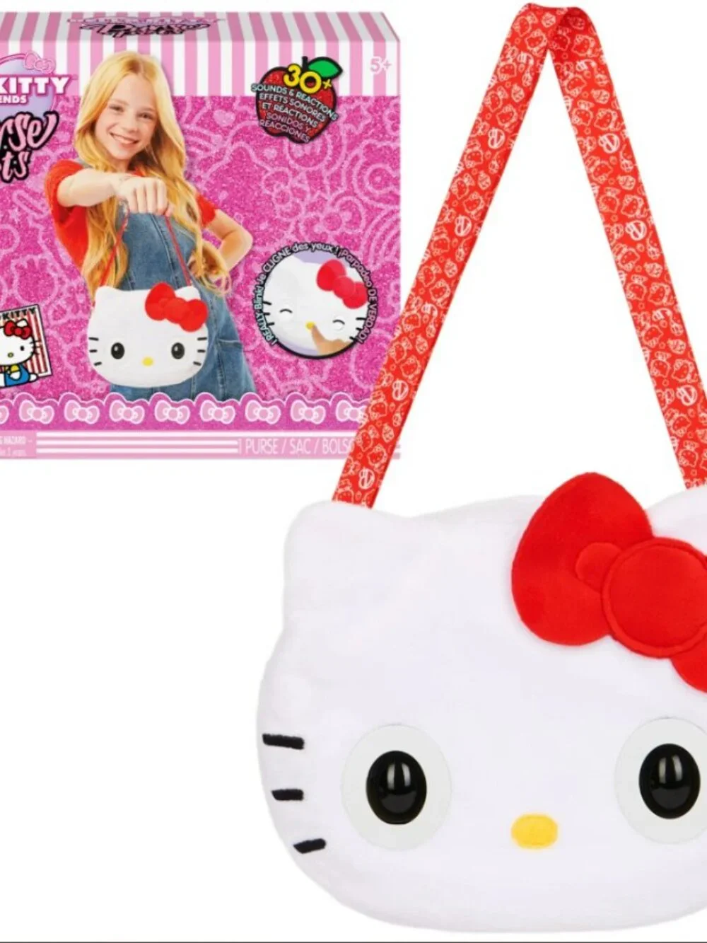 NEW Hello Kitty Sanrio Purse Pets w/ 30 Sounds Blinking Eyes Crossbody Bag Inter